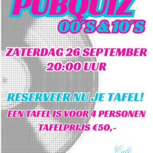 Deelname 00´S / 10'S Pubquiz 26 September