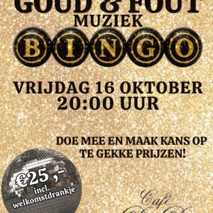 Deelname Goud & Fout Muziek Bingo 16 Oktober