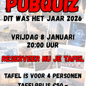 Deelname 'Dit was 2026' Pubquiz 8 Januari 2027