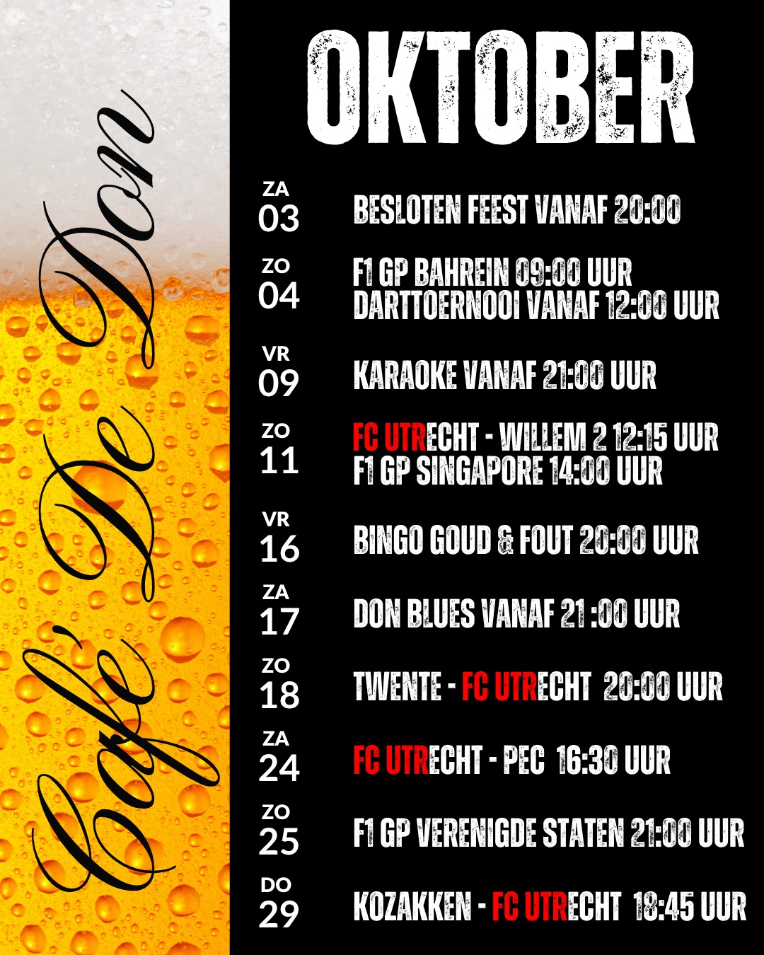 Cafe de don agenda oktober 2026 Cafe de don agenda oktober 2026